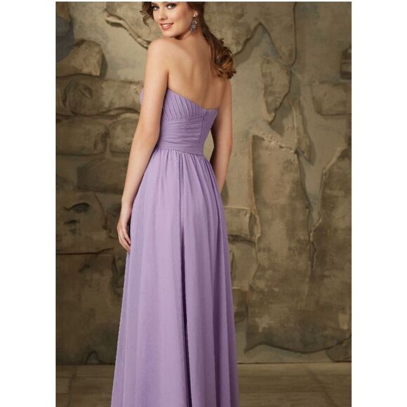 Morilee NEW size 10 strapless Luxe Chiffon Long Dress in Violet - Style 20462 - Picture 3 of 6